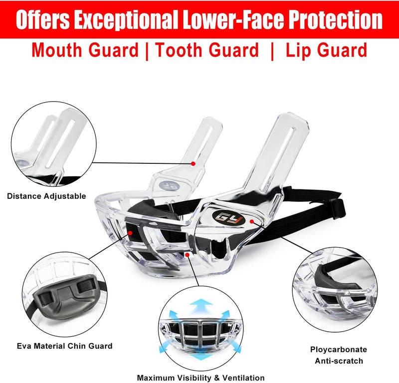 GY Hockey Helmet Face Shield Cage Adult Ice Hockey Half Shield Cage Lower-Face Protection for Chin/Lips/Teeth Without Hindering Breathability - Image 2